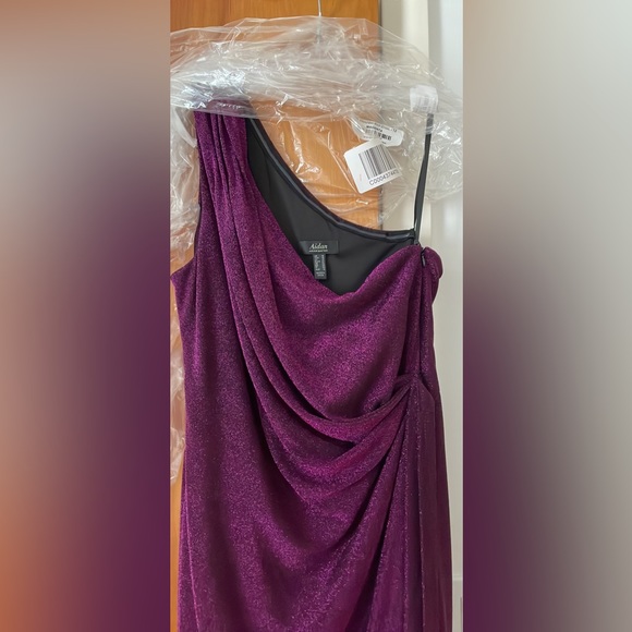 One shoulder faux wrap shimmer dress - Picture 6 of 8